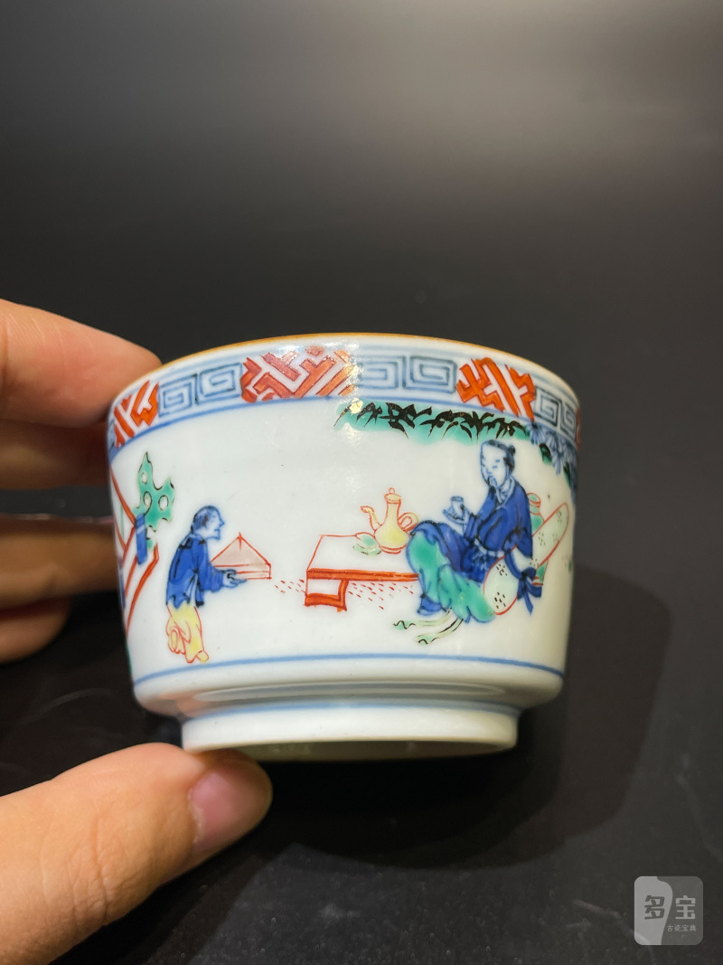 明末清初 青花五彩高士图琴炉 - 图3